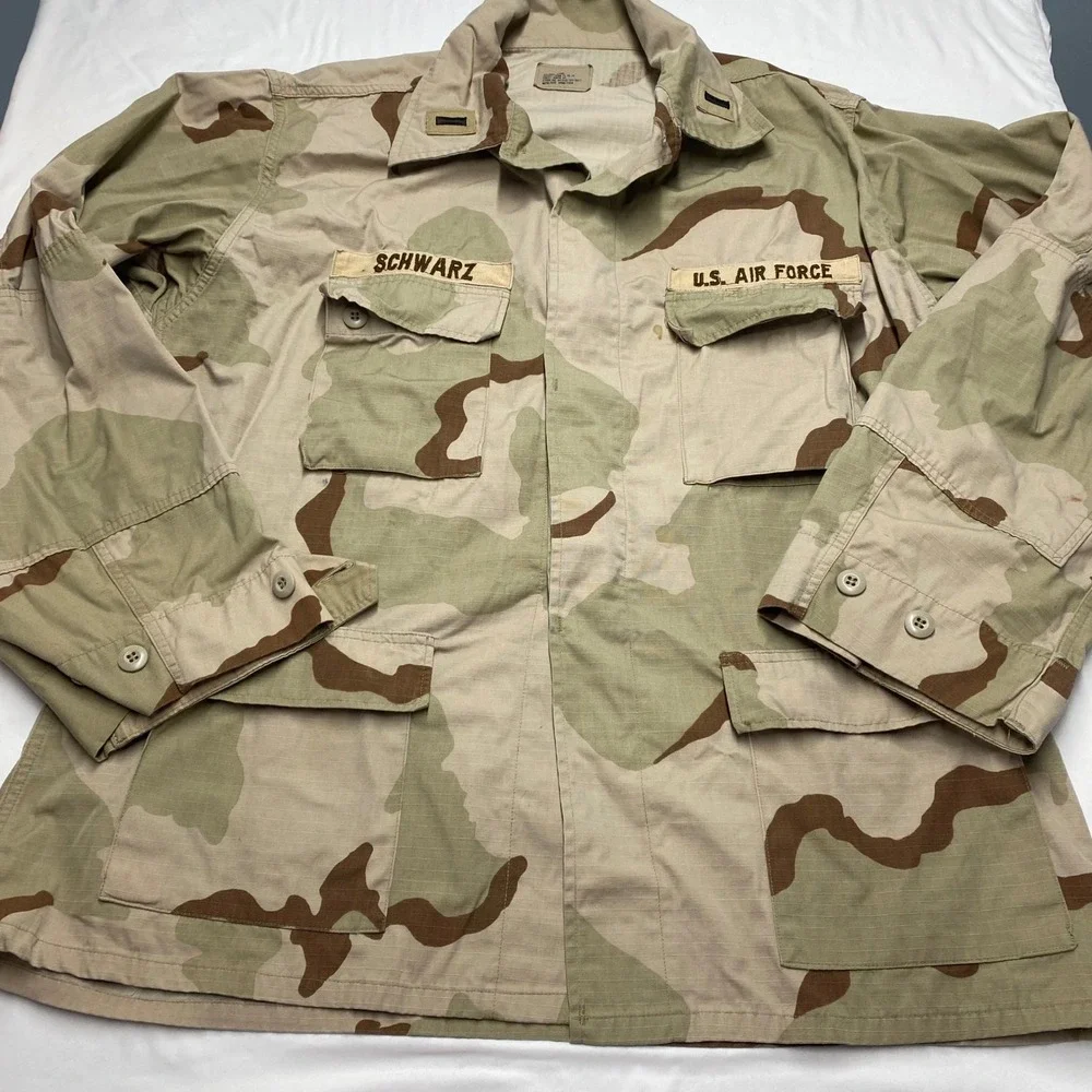 US Air Force Desert Camo BDU Jacket XL Long 3 Color Coffee Stain Ripstop Coat